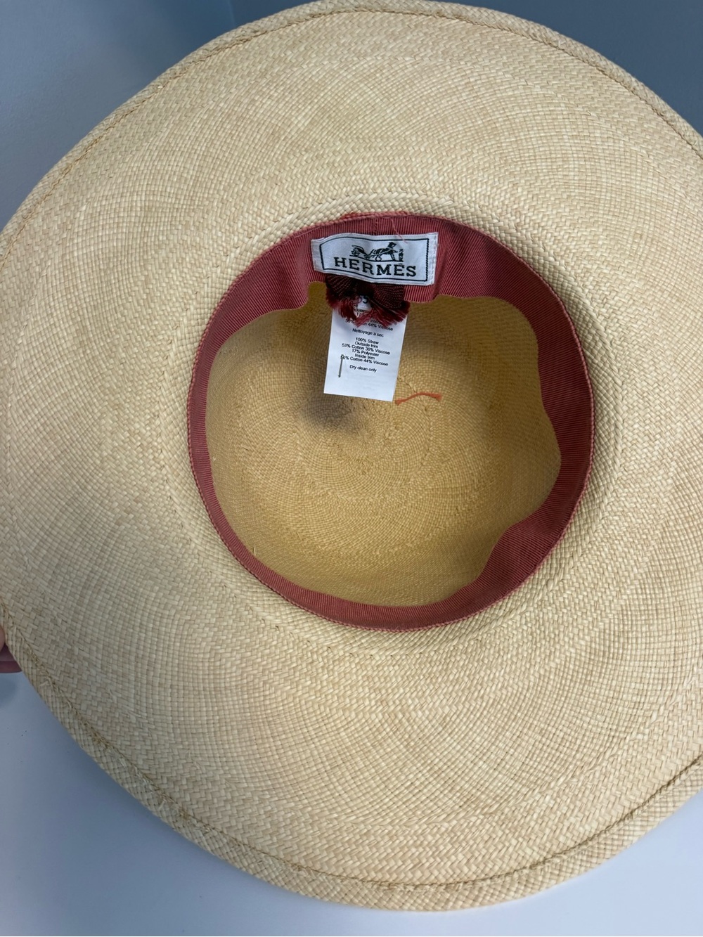 Hermès Natural Straw Sun Hat with Terracotta Trim - Picture 5 of 9